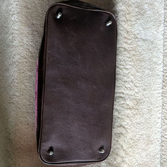 COACH F13021 Pink Canvas Brown Leather Handbag - Picture 6 of 6